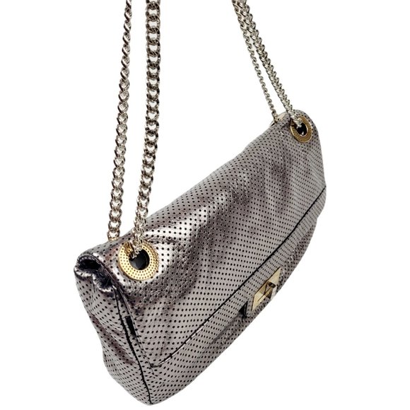 NEW Chanel Silver Metallic Perforated 2.55 Bag - Picture 2 of 14